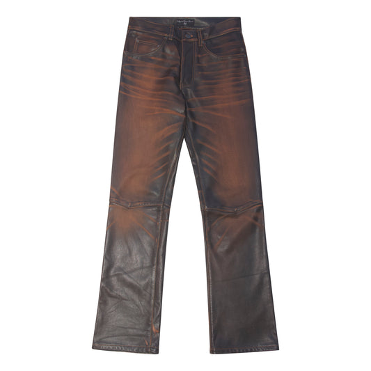 Aged Leather Flare Pant